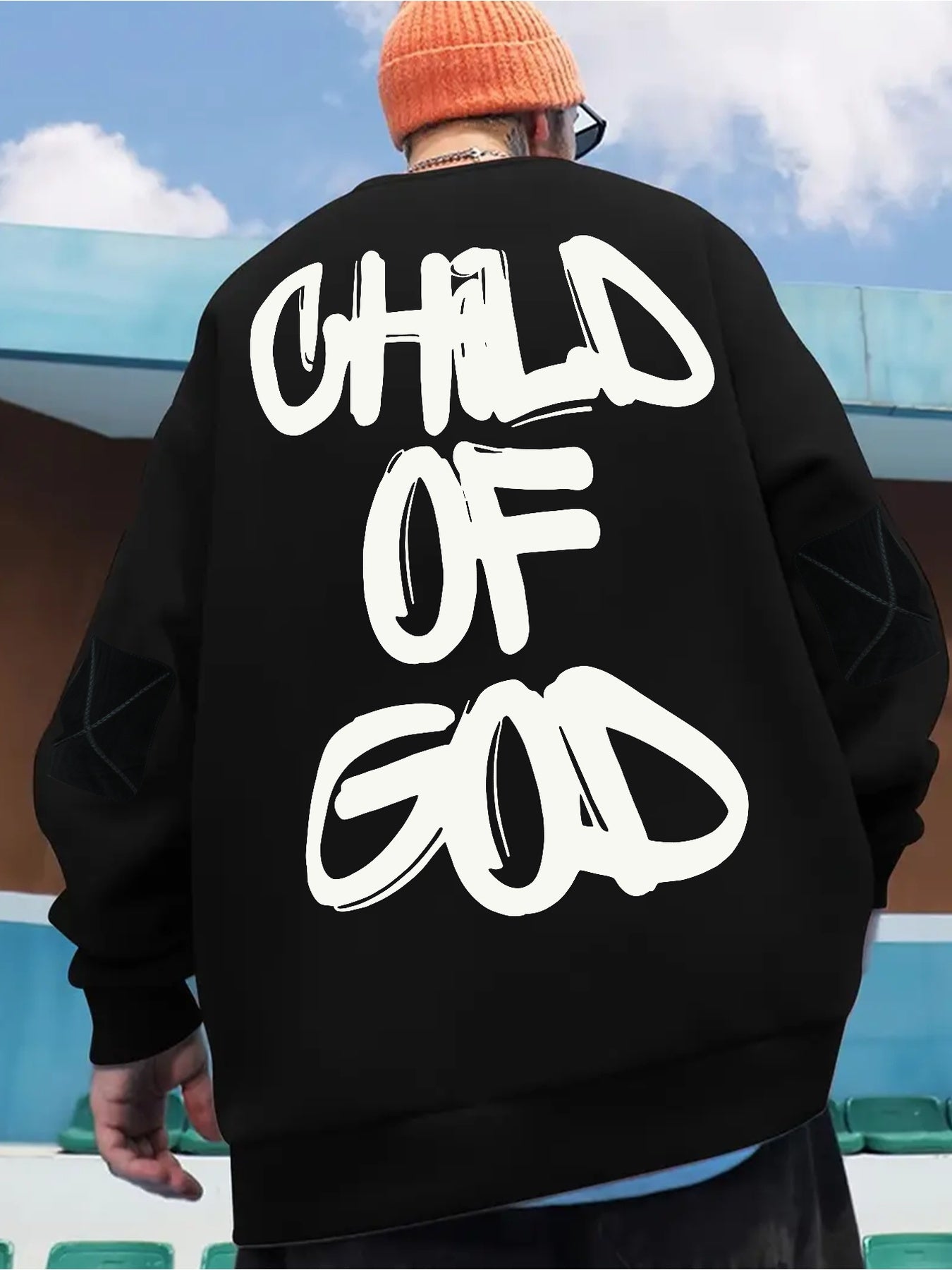 Long Sleeve Loose Casual CHILD OF GOD Print Men's Pullover Round Neck Sweatshirt For Autumn Winter Men's Clothing As Gifts Leisure Holiday