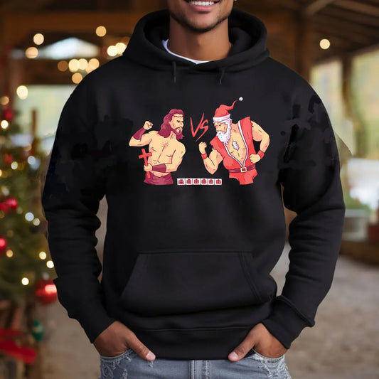 Christmas Jesus VS Christmas Santa Claus  Hoodie UNISEX