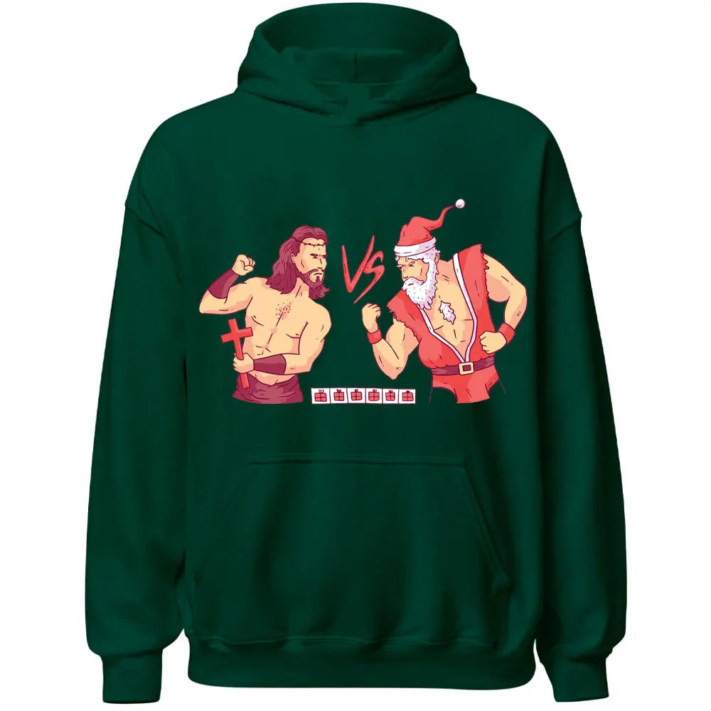 Christmas Jesus VS Christmas Santa Claus  Hoodie UNISEX